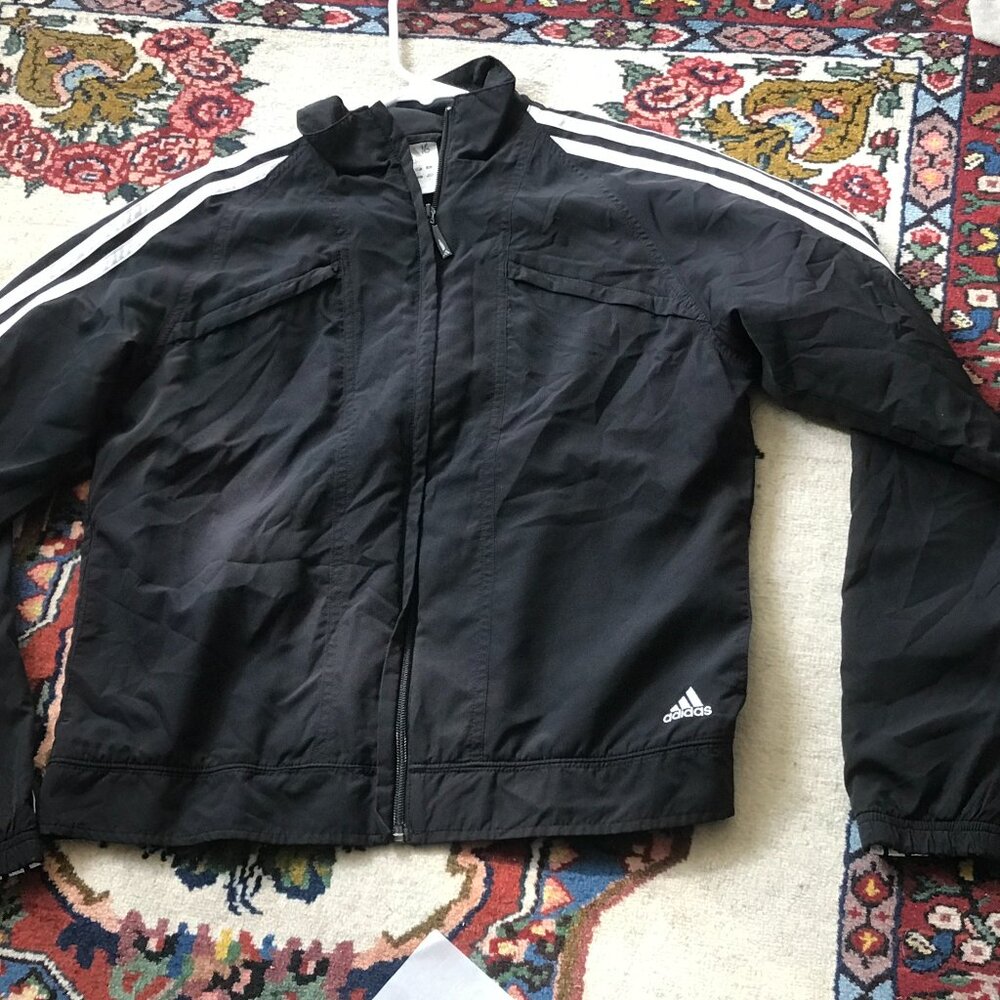 Adidas NWT Essentials 3 Stripe windbreaker jacket black men’s  Medium